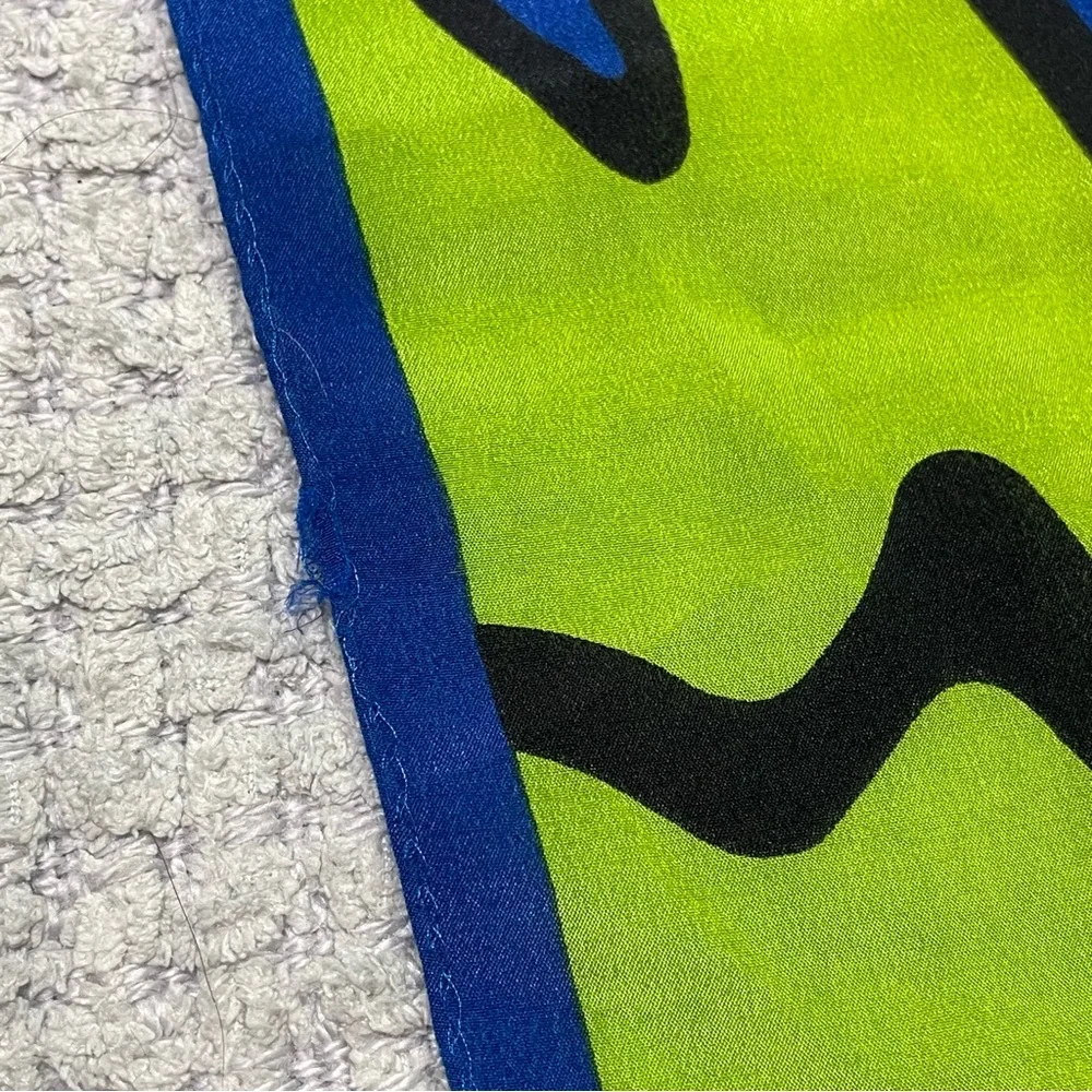 Vintage Oscar de la Renta Studio Silk Scarf Wave Pattern Green Blue Purple